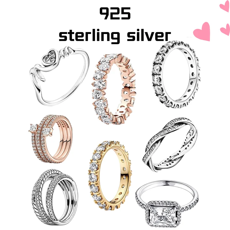 

Classic True 925 sterling Silver Fashion irregularly wrapped Love Zircon ring Ladies Fine Jewelry party birthday gift accessory