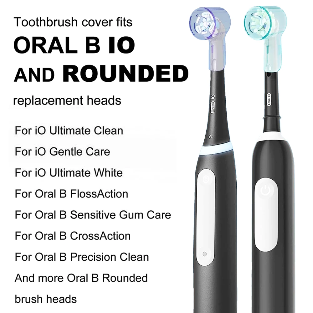 Toothbrush Dustproof Covers Caps Compatible with Braun Oral B Replacement Heads & iO Series Electric Toothbrush Head Protector