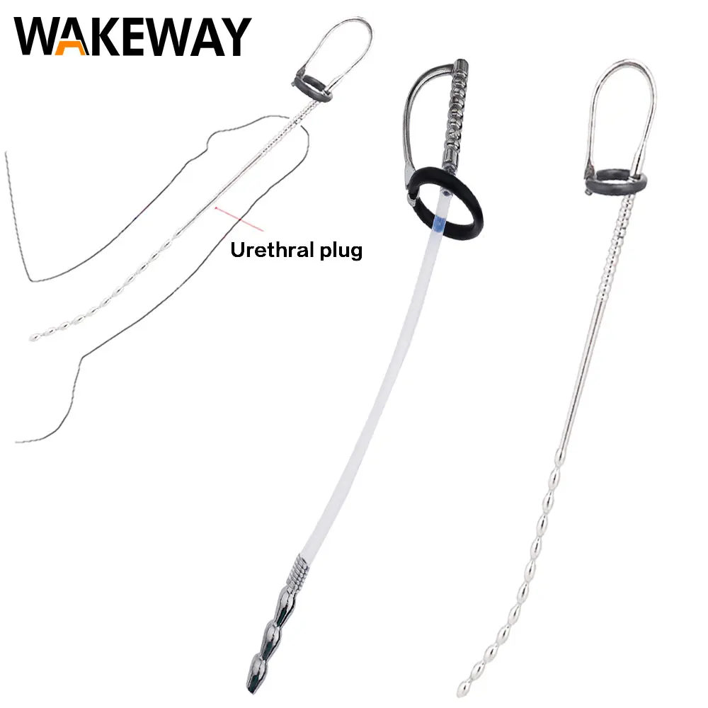 WAKEWAY Male Urethral Sound Penis Plug Probe Catheter Prince Wand Male Hands Free Masturbator Ball Stretcher Sex Toy For Man New