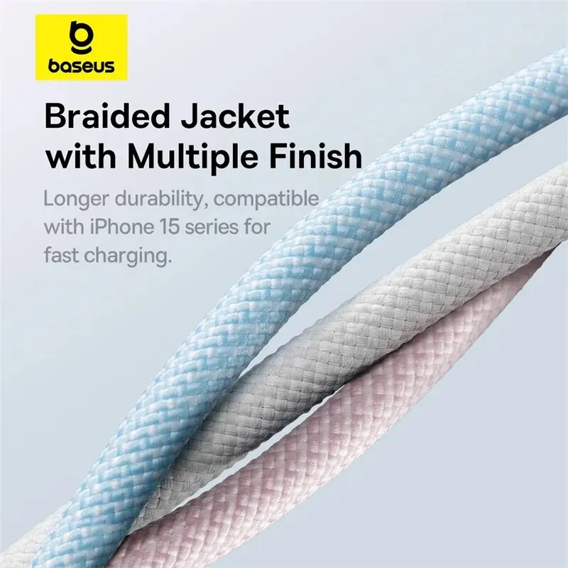 Baseus Cable de 100W tipo C a USB C para iPhone 16 15, carga rápida, para Macbook, iPad, Samsung, Xiaomi, cable USB C 5