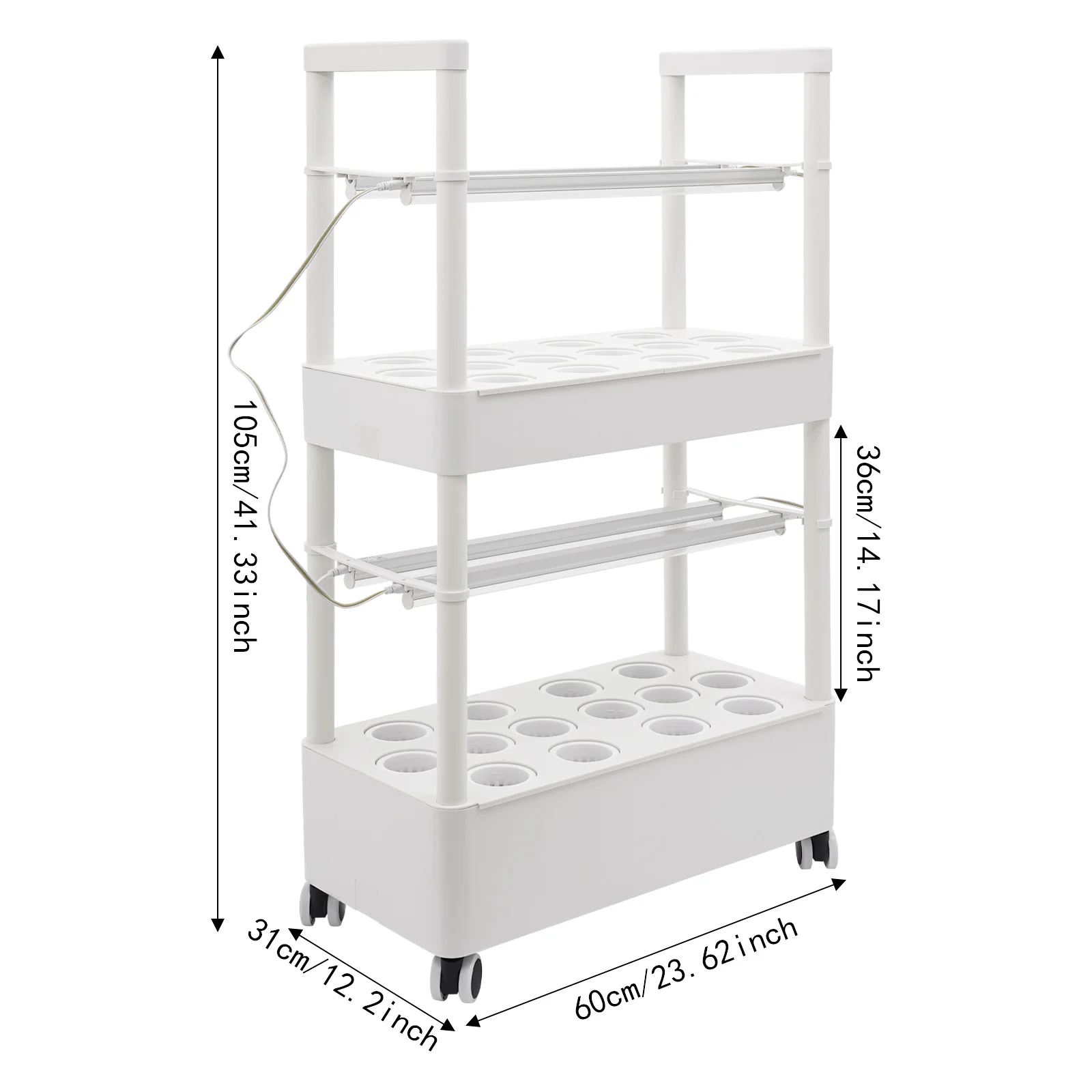 مجموعة الزراعة المائية ذات 28 فتحة مع أضواء LED للنمو - نظام الزراعة المائية الداخلي بطبقتين للخضروات (خزان مياه 5.28 جالون)