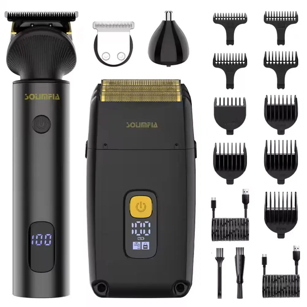 Hatteker Folienkopf-Rasierer, Dreifachklingen, Elektrorasierer für Männer, geschlossener Glatzkopf, Friseur-Trimmer, wasserdicht, nass und trocken, kabellos