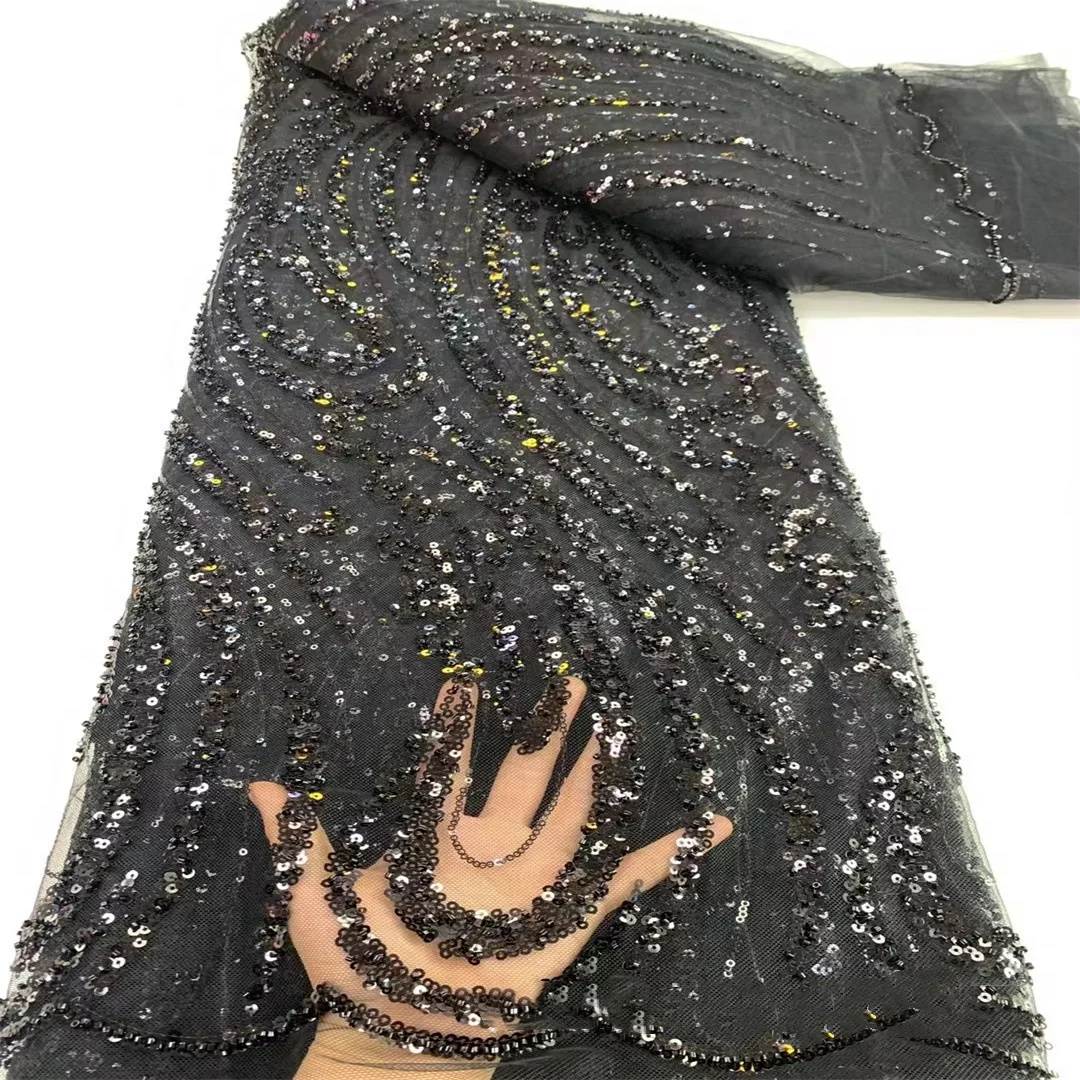 8 Colors Evening Party Gown Mesh Wedding Dress Sequin Tube Fabric Beaded Embroidered Diamond Striped Material Accessories