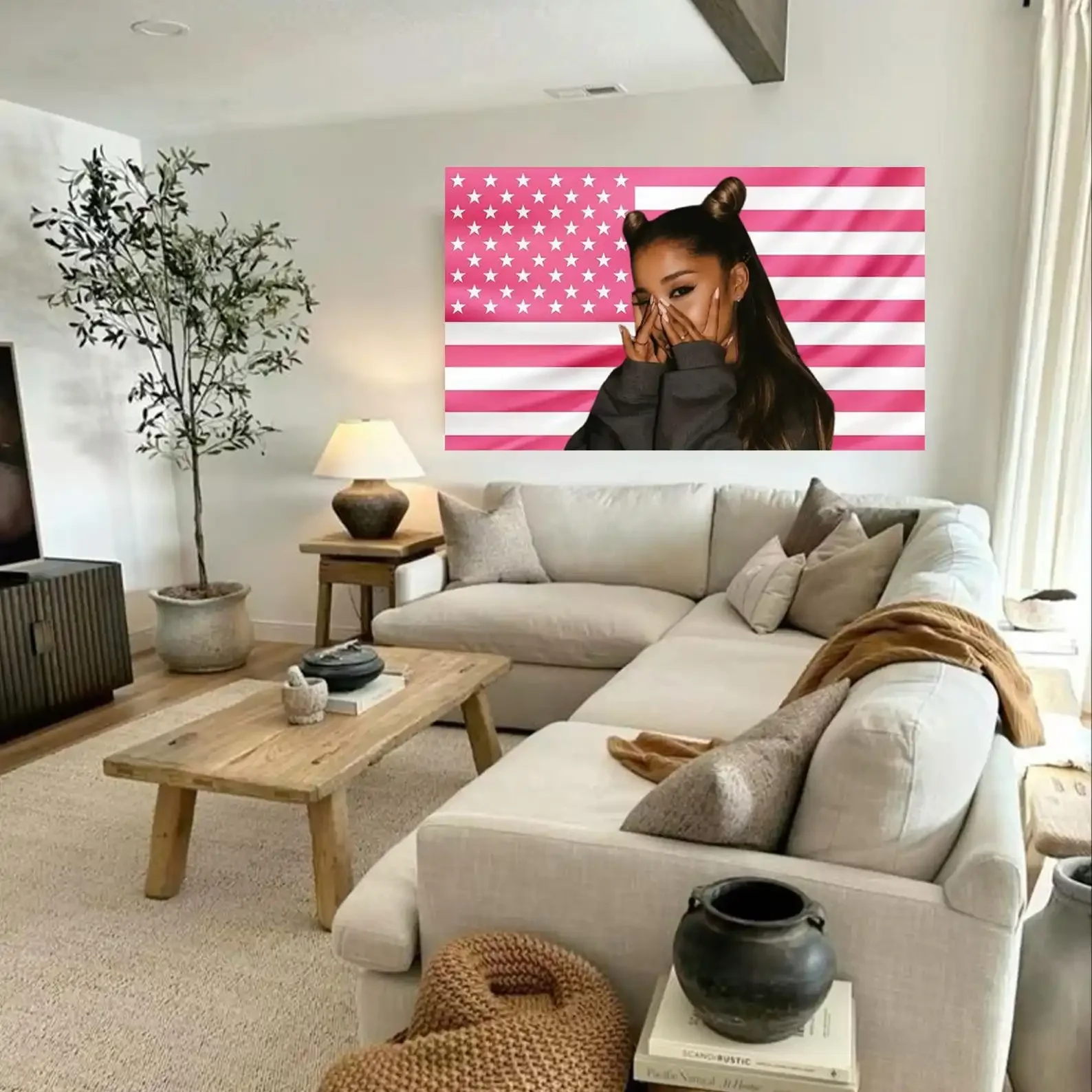 A-Ariana G-Grande Pink American Flag Garage Decoration for Bedroom Advertising Outdoor Decorations Tapestry Wall Art Funny Flags