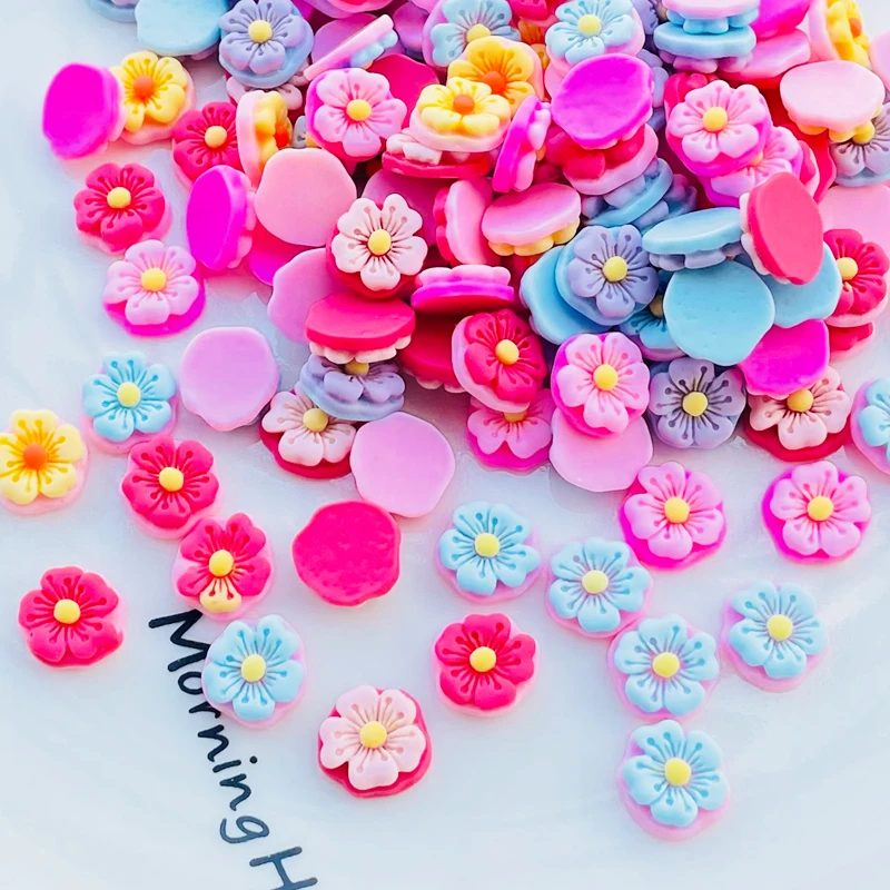 30 Pcs New Mini Cute Kawaii Mixed Color Floret Flat Resin Cabochon Scrapbook DIY Hairpin Embellishments Charm Accessories L93