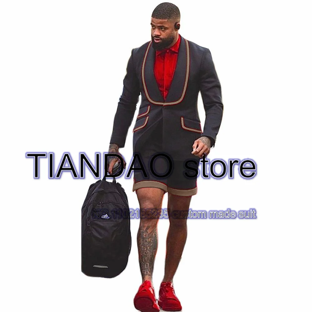 Casual Men\'s Suit 2 Piece Formal Jacket Shorts Summer Fashion Blazer Set Wedding Tuxedo Business Outfit
