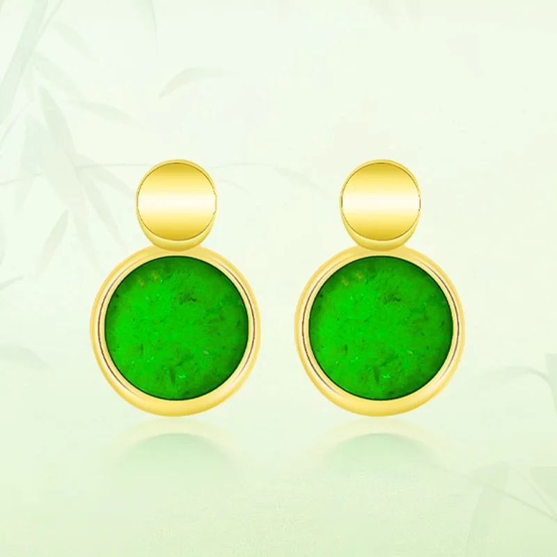 

High End Natural Burmese A-grade Jade Flower Green Earrings Fashionable S925 Silver Inlaid Jewelry For Women's Gifts Drop Ship