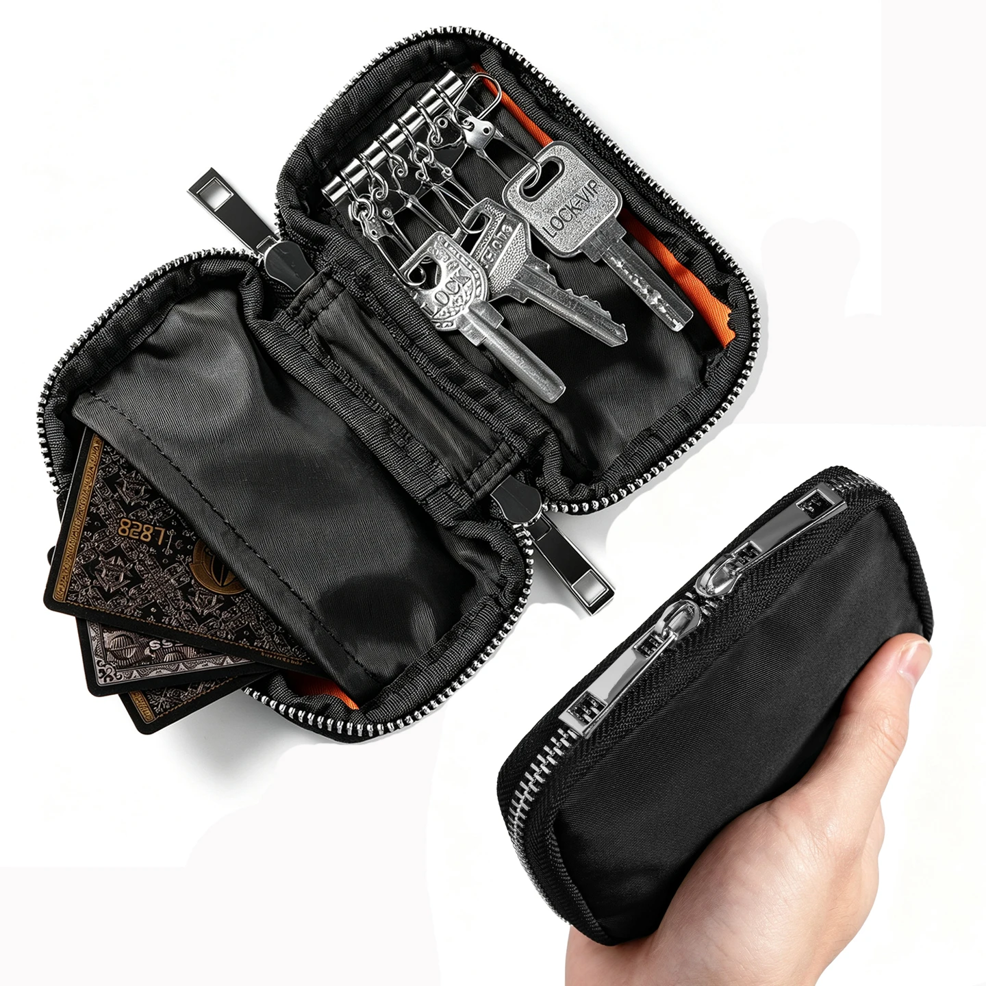 organizador-multifuncional-de-chaves-cartoes-e-moedas-em-nylon-resistente-a-Agua-com-ziper-duplo-estilo-minimalista-japones