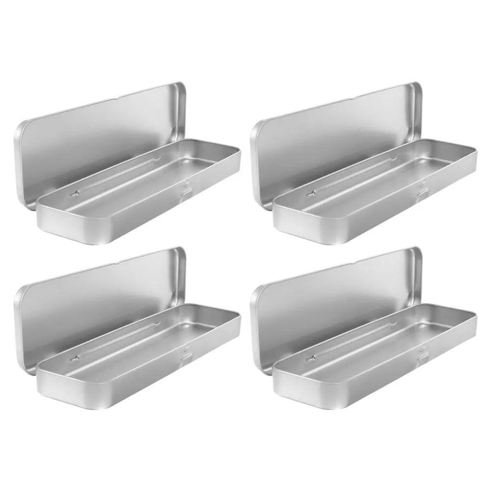 

4 Pcs Tweezers Tool Box Small Pencil Case Boxes Crayon Organizer Desk Holder Tinplate Organiser Storage Student