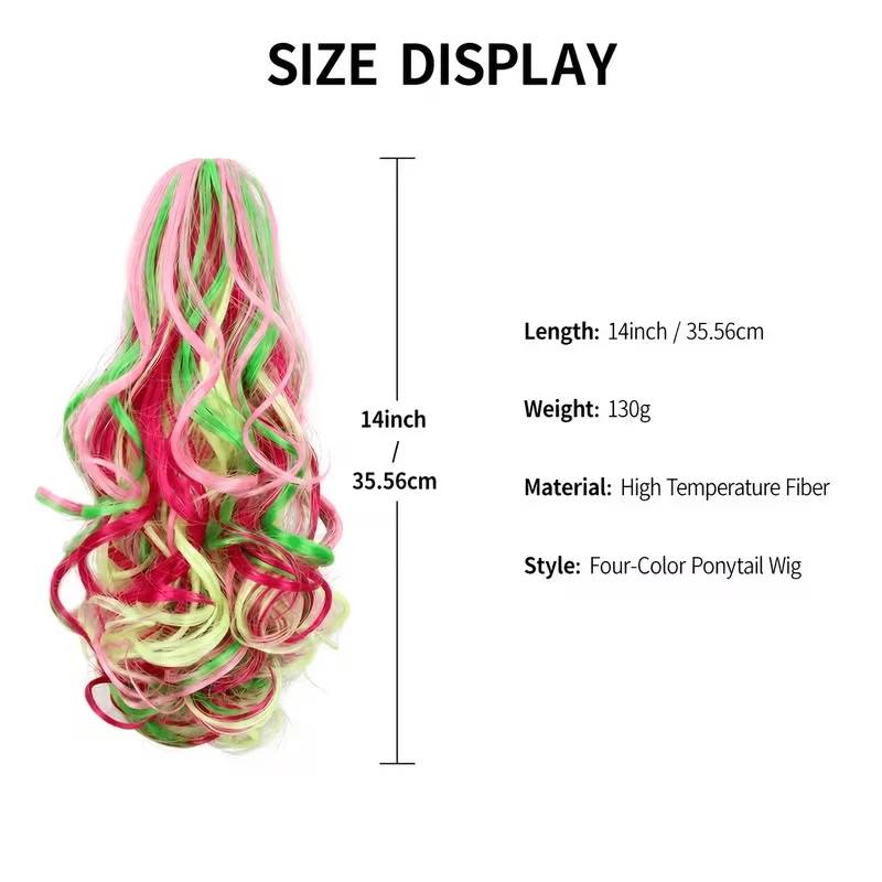 14Inch Synthetic Clip‑in Ponytail Extension Heat‑Resistant Fiber Curly Fake Ponytail Hairpiece  for Women Daily Cosplay Party