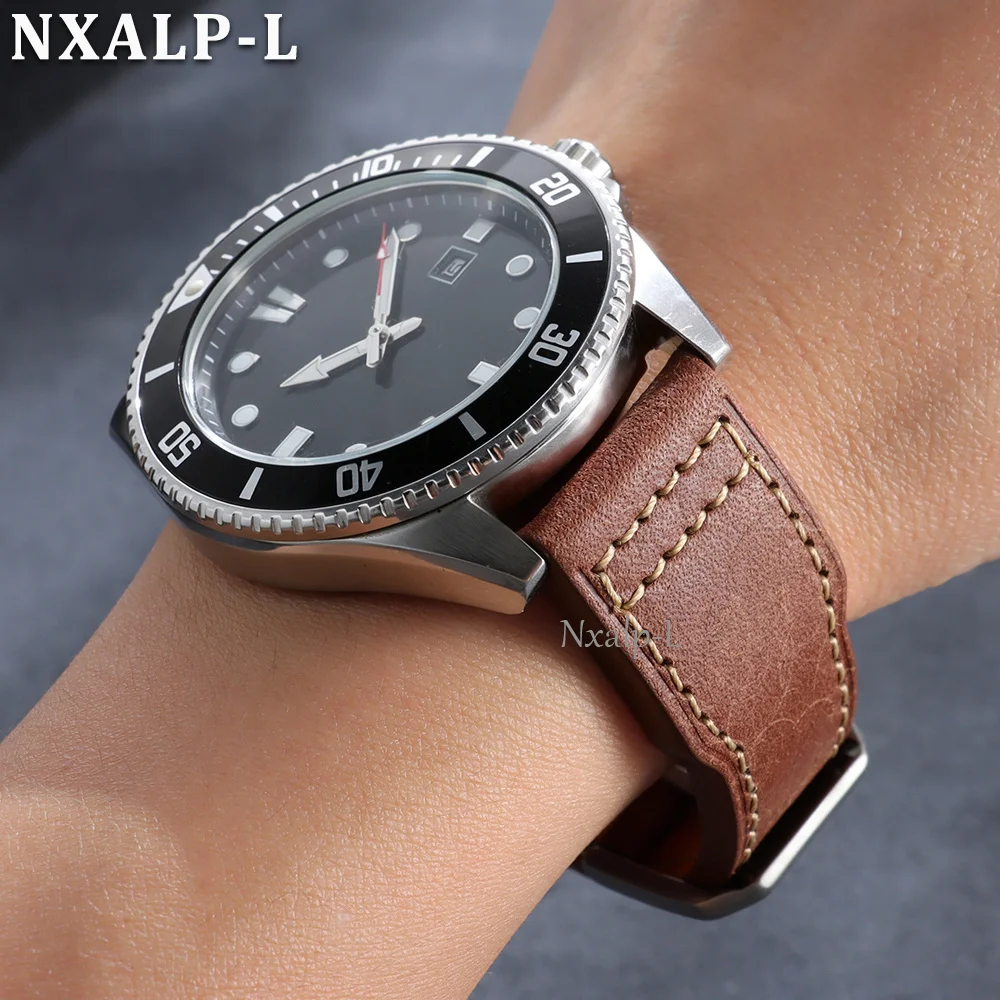 20mm 21mm 22mm Uhrenarmband aus Rindsleder für IWC Pilot Portugieser, genähtes Lederarmband, Herren- und Damen-Sportarmband, Zubehör – Detail 16