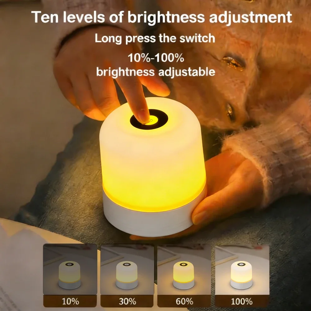 LED Night Light Dimmable Rechargeable/Plug-in Desktop Bedroom Bedside Lighting Decorative Touchscreen Reading RGB Desk Lamp 6