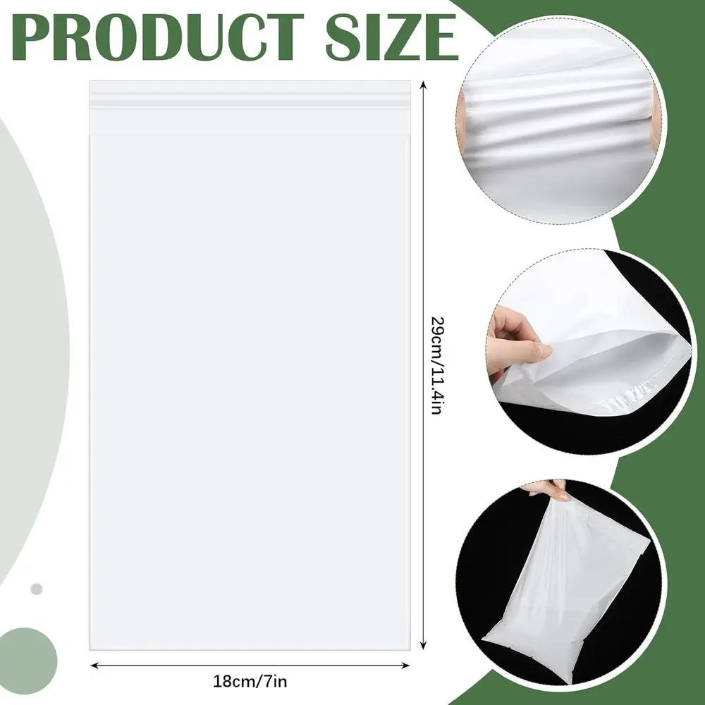 200 Pcs Disposable Plastic Adhesive Garbage Bags Portable, White, Open-ended, 7 in x 11.5 in Ideal for Hospital and Home Use