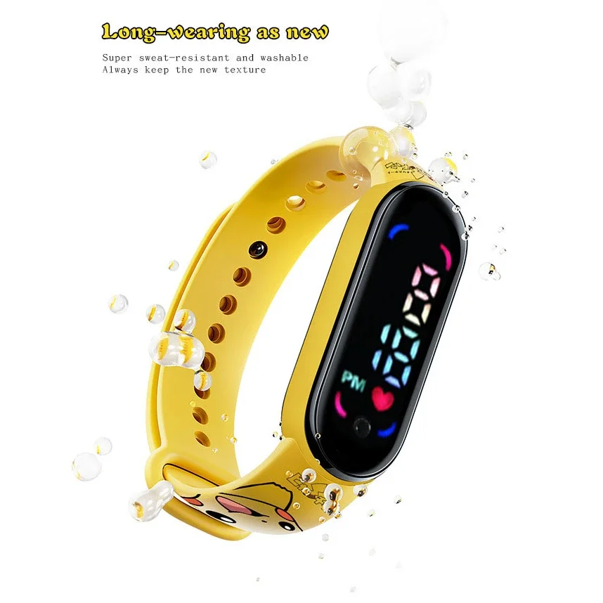 Pokemon 12 PCS Let\'s Go! Eeveelution Charizard Jolteon Anime Kawaii Pika Chuka Jingle Waterproof LED Electronic Watch Kids Gifts