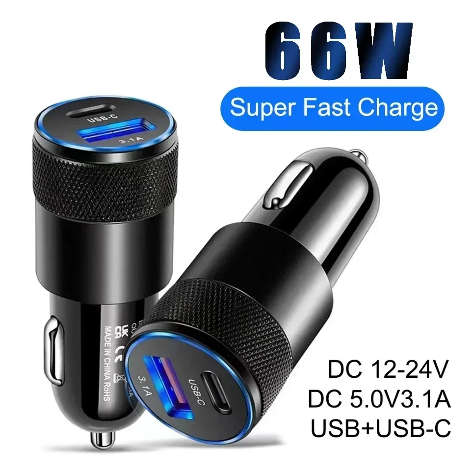 

Автомобильное мини-зарядное устройство USB 66W с поддержкой USB PD, из ABS-пластика и алюминиевого сплава, быстрая зарядка Type-C, USB-C адаптер для iPhone, Samsung, Huawei, Xiaomi