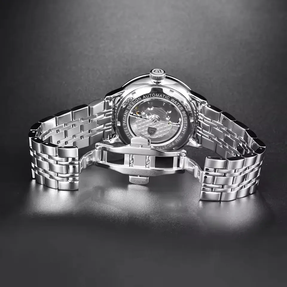 PAGANI تصميم 43 مللي متر العلامة التجارية الفاخرة الرجال ساعة ميكانيكية 3Bar ضوء الليل الفولاذ المقاوم للصدأ الرجال ساعات أوتوماتيكية للرجال Relojes