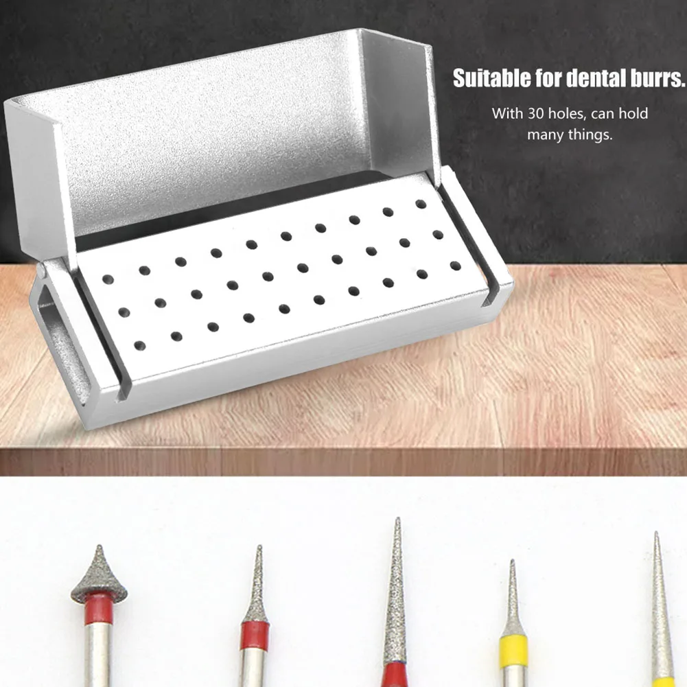 30 Holes Aluminium Stainless Steel Professional Dentist Disinfection Boxs Sanitary Environmental Autoclavable Dental Burrs Tools