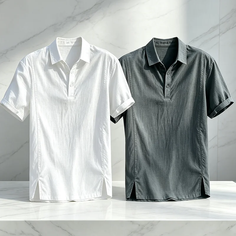 2026 Summer Men's Cotton-Like Loose-Fitting Breathable Lightweight Shirt Short Sleeve Trendy Men's and Women's Polo Shirt With S