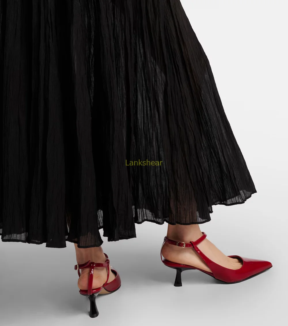 Red Slingback Buckle Srtap Shoes Sexy Pointed Toe Stiletto Belt Buckle New Arrivals Fashion Women Modern Shoes