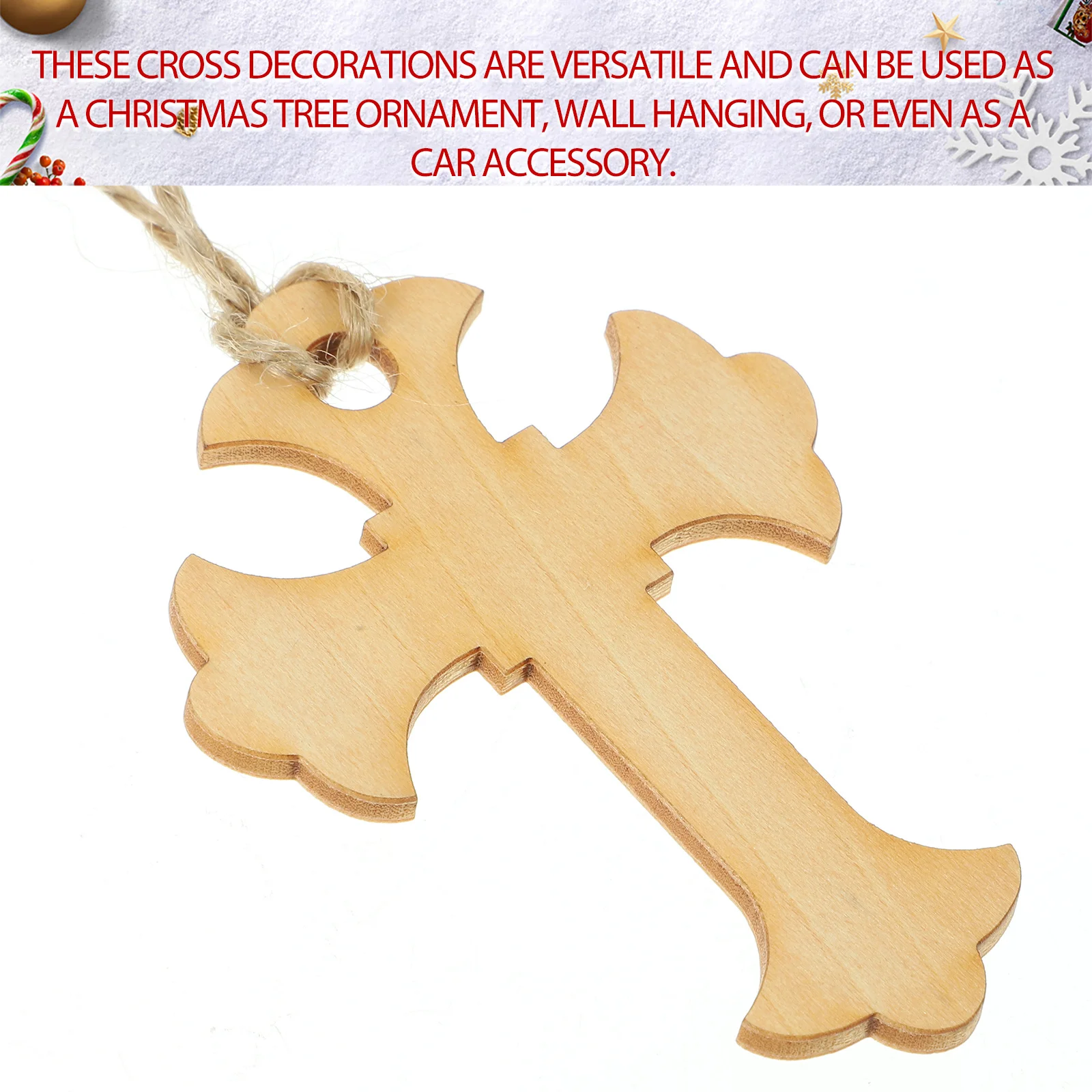 

50Pcs Wood Cross Craft Versatile Hanging Cross Natural Grain Religious Gift for Home Festival Decor Wooden Craft