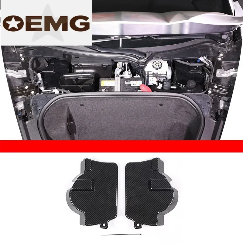 For Chevrolet Corvette C8 2020+ ABS Carbon Fiber Car Front Shock Tower Top Protection Cover Sticker Car Interior Accessories