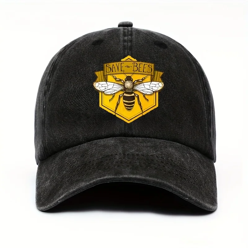 Casquette de baseball imprimée abeille, casquette décontractée d'extérieur réglable pour hommes et femmes, avec fonctions d'ombrage et de protection solaire