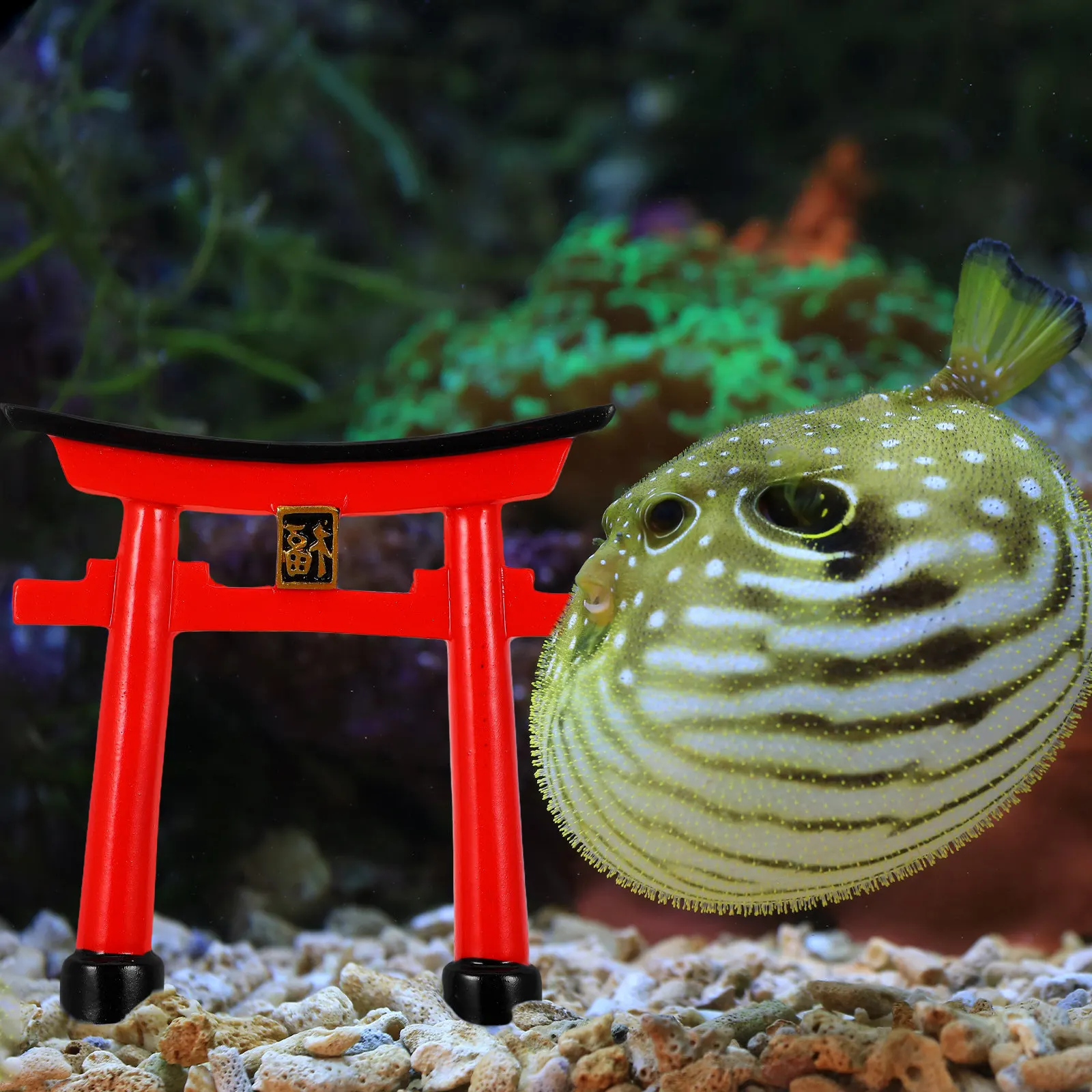 1Set Japanese Torii Gate Stele Mini Resin Ornament for Micro Garden Landscape Aquarium Fish Tank Decoration Bonsai Scene