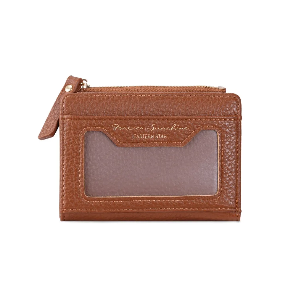 Trendy Multicolor Short Wallet Pu Leather Multi Card Position Ita Bag Wallet Compact Size Zipper Closure Card Bag For Ladies