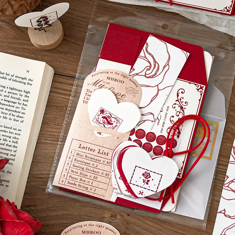 

1set/lot Memo Pads Material Paper The 52nd time I love you Junk Journal Scrapbooking Cards Retro Background Decoration Paper