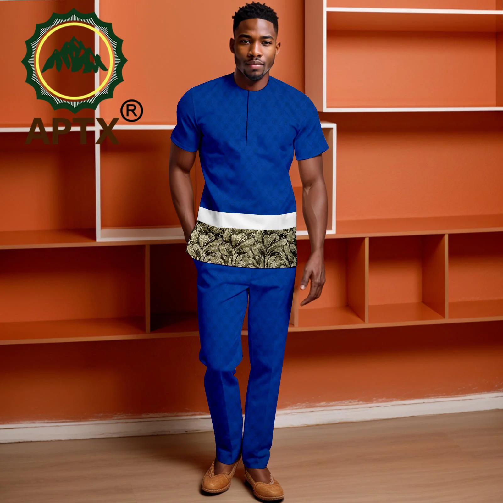 African Suits for Men Traditional Clothes 2 Pcs Bazin Riche Dashiki Outfits Shirt Pants Church Business Wedding Wear A2316102