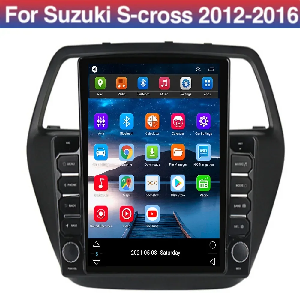 For Tesla Style 2 Din Android 14.0 Car Radio for Suzuki SX4 2 S-Cross 2012 - 2050 Multimedia Video Player GPS Stereo Carplay RDS