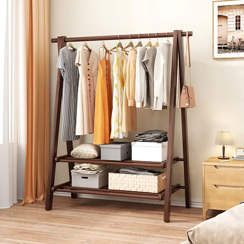 Solid Wood Clothes Rack, Household Floor To Floor Clothes Rack Pole, Bedroom Room Hanging Clothes Rack, Indoor Simple