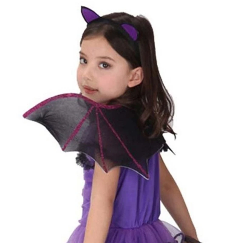 N80c halloween cosplay asas morcego adereços roupas bonitos traje morcego vestido extravagante para crianças fontes