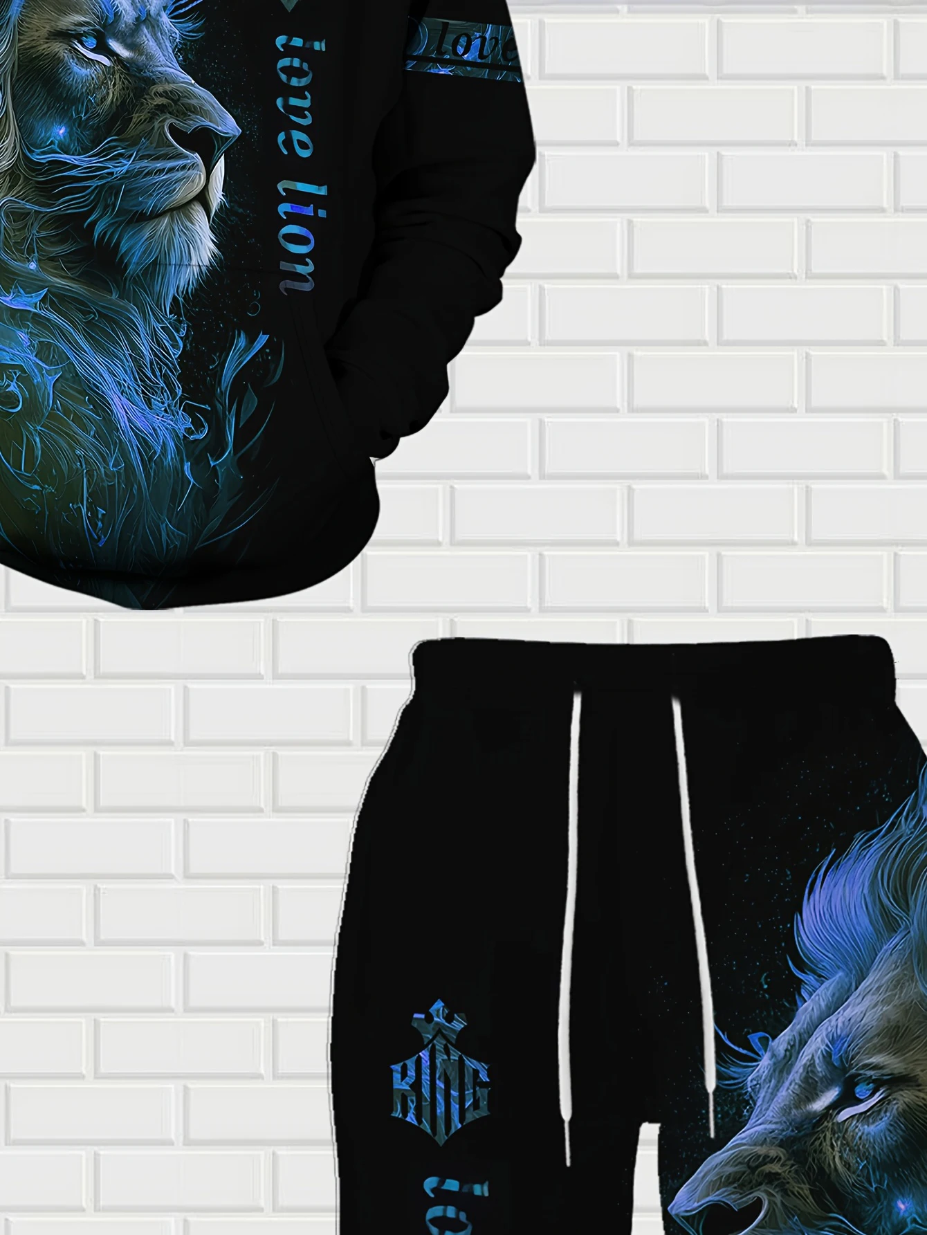 جديد وصول عارضة الشتاء الخريف الأسد نمط 3D مطبوعة هوديي وسراويل مجموعة رياضية 2 قطعة مجموعة ملابس رياضية الرجال الملابس البدلة #6