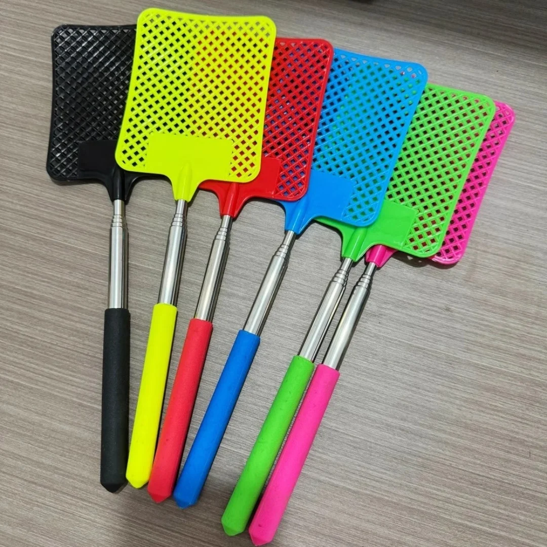 Stainless Steel Fly Swatter Manual Plastic Head Fly Swatter Extendable Fly Swatter Lightweight For Indoor Dining Room Office