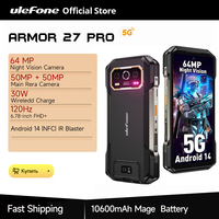 Ulefone Armor 27 Pro 5G 10600mAh Smartphone 50MP Camera 64MP Night Android 14 Rugged Phone Up to 24GB+256GB NFC Waterproof Phone