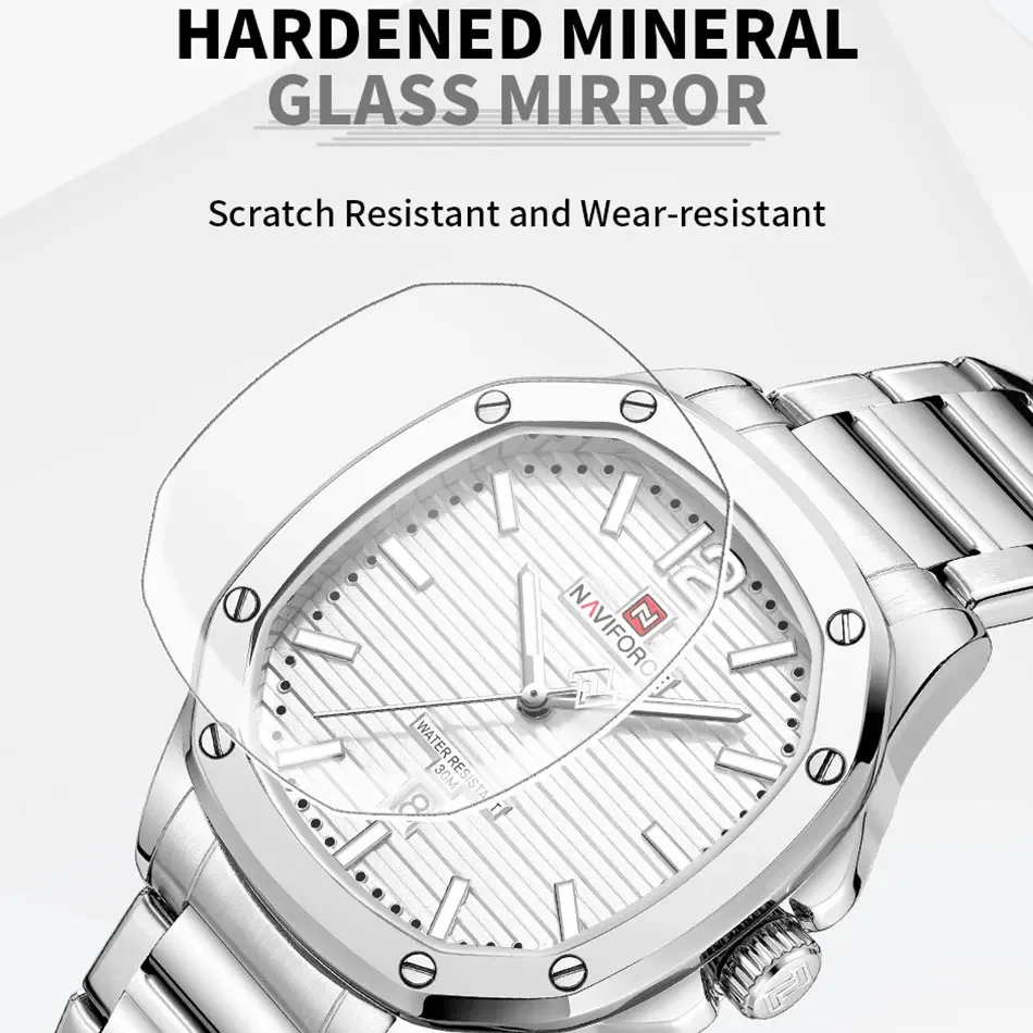 NAVIFORCE 9243S Fashion Leisure Quartz Steel Strap Mens Watch Waterproof Calendar Watches for Men Relogio Masculino Reloj Hombre