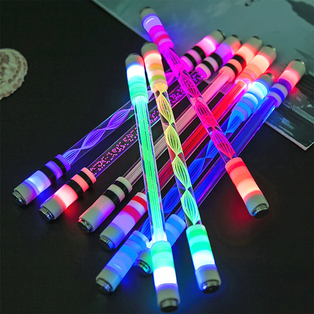 

Glowing LED Spinning Pen-Rolling,Kids Release Pressure Spin Toy Pocket Led Flash Spinning Pen LED Luminous Rolling Rotating Pen