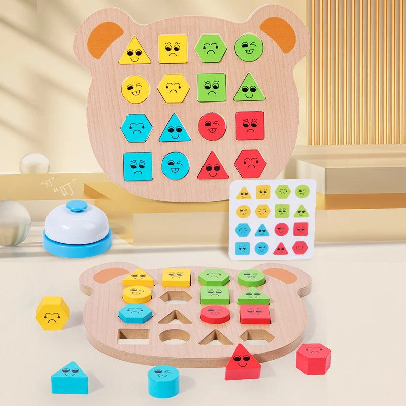 Montessori Wooden Toys Colorful Bear Shape Table Top Battle Game Cute Animal Puzzle Early Education Sensory Toys For Children