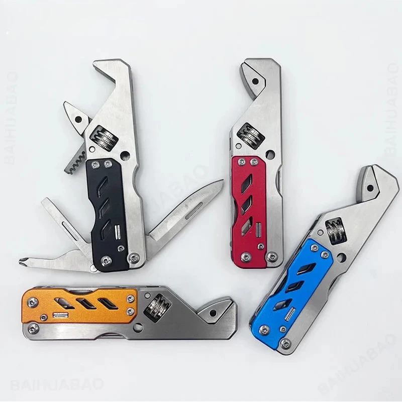 BHBT Mini Wrench Multi-tool 4 in 1 Multi-functional Portable Folding Screwdriver Bottle Opener Outdoor EDC Hand Tools