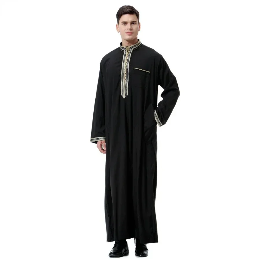 New Solid Arabic Long Robes For Men Saudi Arabia Jubba Thobe Kaftan Middle East Islamic Clothes Muslim Arab Abaya Dubai Dress