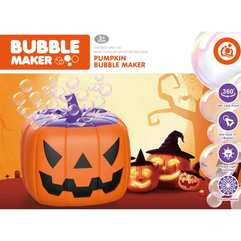 Máquina de burbujas de Halloween, juguete eléctrico de calabaza, fiesta fantasma con sonrisa bonita, máquina automática de soplado de burbujas, juguete de descompresión