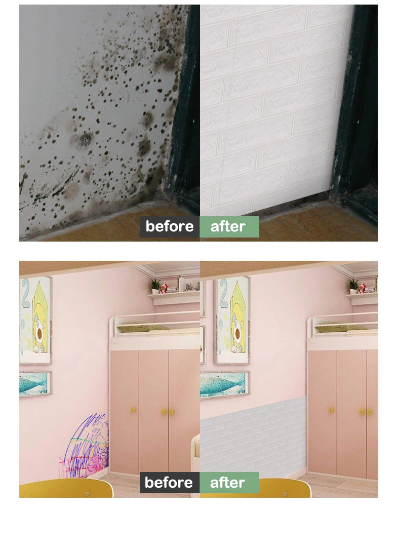 5-30 stücke 35 cm * 30 cm DIY Selbst-klebe 3D Wand Aufkleber Für Schlafzimmer Wasserdicht wohnkultur Hintergrund Schaum Ziegel Tapete – Detail 4