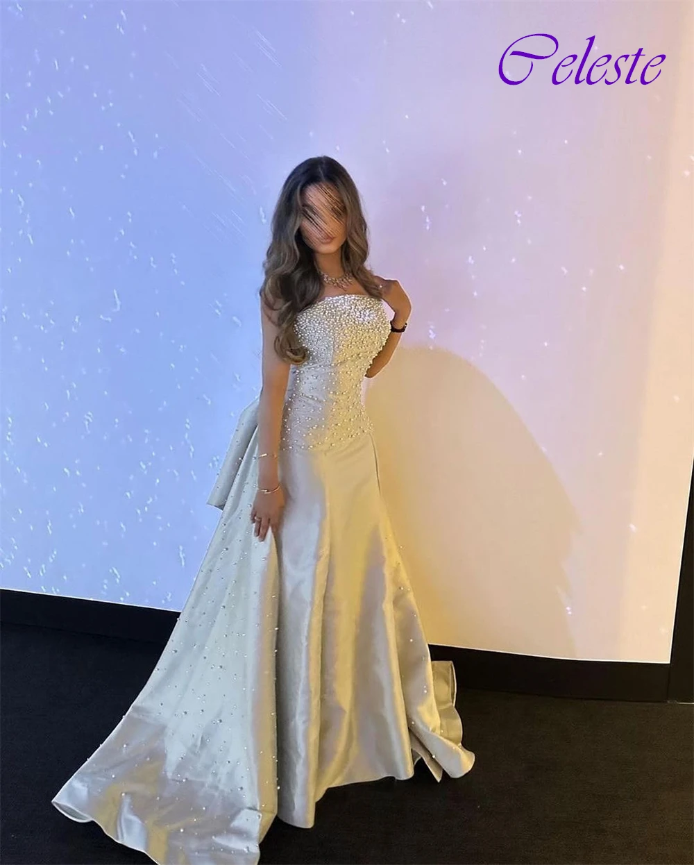 Vestido de noche de satén exquisito personalizado, elegante, sin mangas, vestidos de graduación, perlas de alta calidad, vestidos para ocasiones especiales