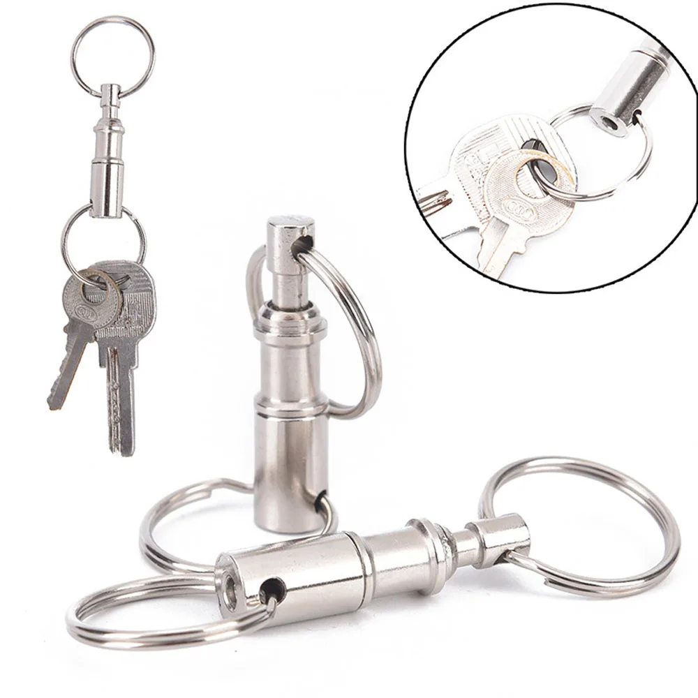

1PC Steel Chrome Plated Pull-Apart Key Rings Snap Lock Keychain Holder Removable Keyring Quick Release Dual Detachable Key Ring