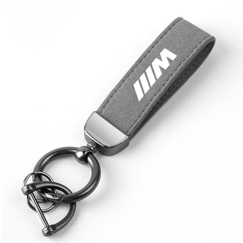 1Pcs Car Anti-lost Keychain Suede Metal Key Ring Hanging For BMW M Power Performance E46 e39 E90 E36 E60 E34 Car Accessories