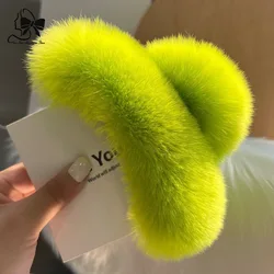 Cute Green Plush Hair Claw Hairpins Faux Fur Hair Clip Barrette Crab Headwear Women Girls Accessories Claw Crab