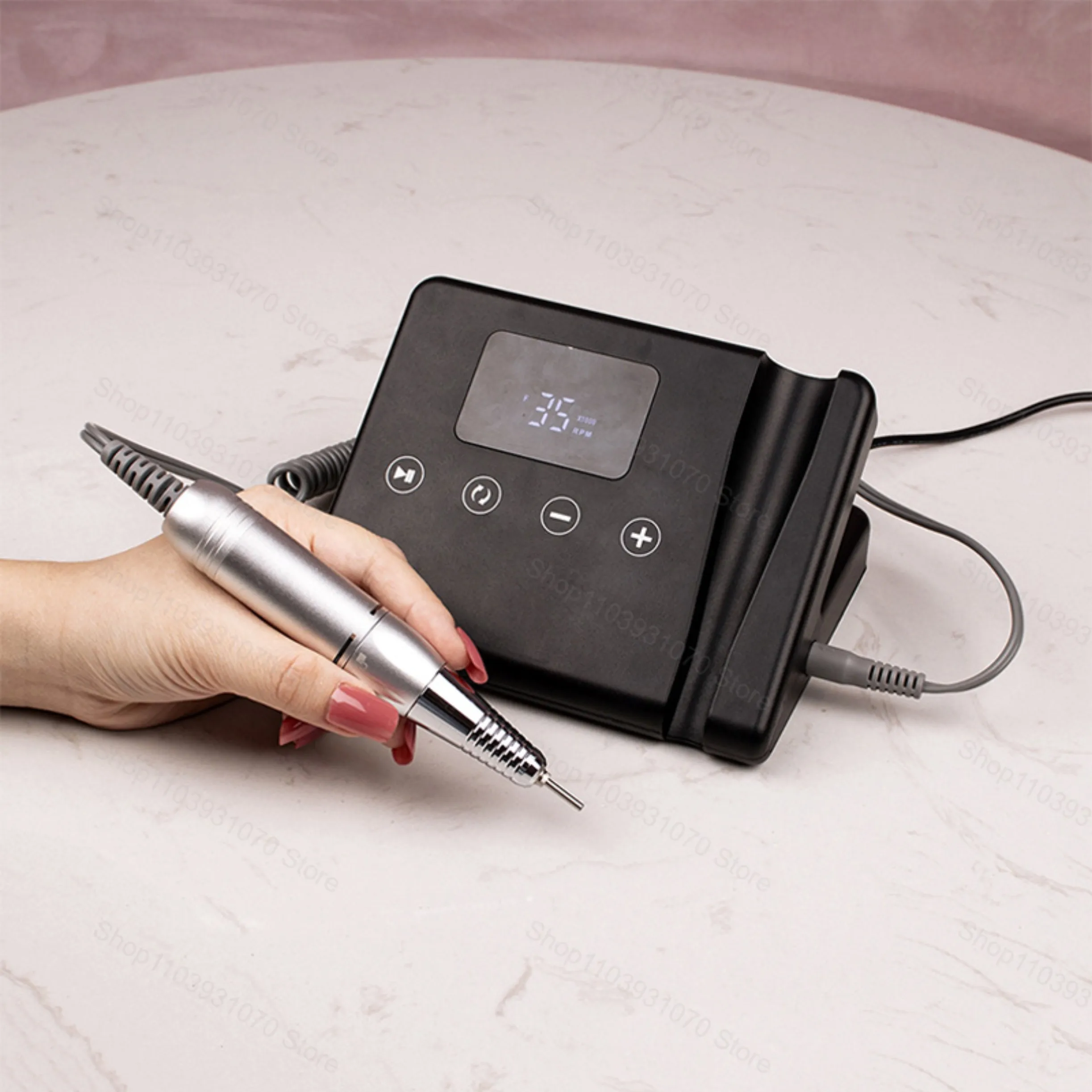تصميم جديد عالي الطاقة 45 واط ماكينة حفر الأظافر الكهربائية مع زر اللمس 35000 دورة في الدقيقة سطح المكتب طاحونة الأظافر أداة الحفر مانيكير