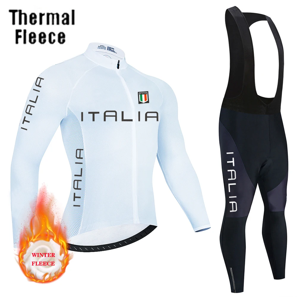 

2026 New Winter Thermal Fleece Cycling Jersey Set Long Sleeve MTB Racing Bike Jersey Suit For Men Bib Pants Set Cycling Clothing