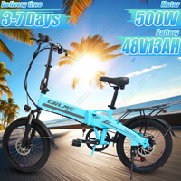 Electric Bicycle 500W Brushless Motor 48V13AH Removable Battery Foldable Adult Electric Bike 20 In Tire All Terrain City E-bike